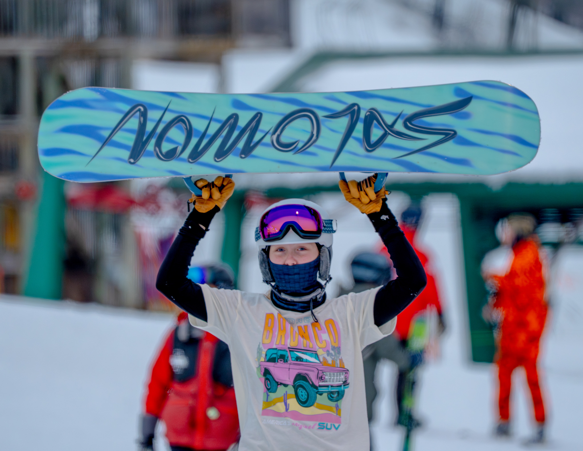 Elizabeth snowboarding